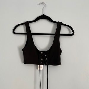 2/$15✨M by Mendocino bra/crop tie up black top NWT